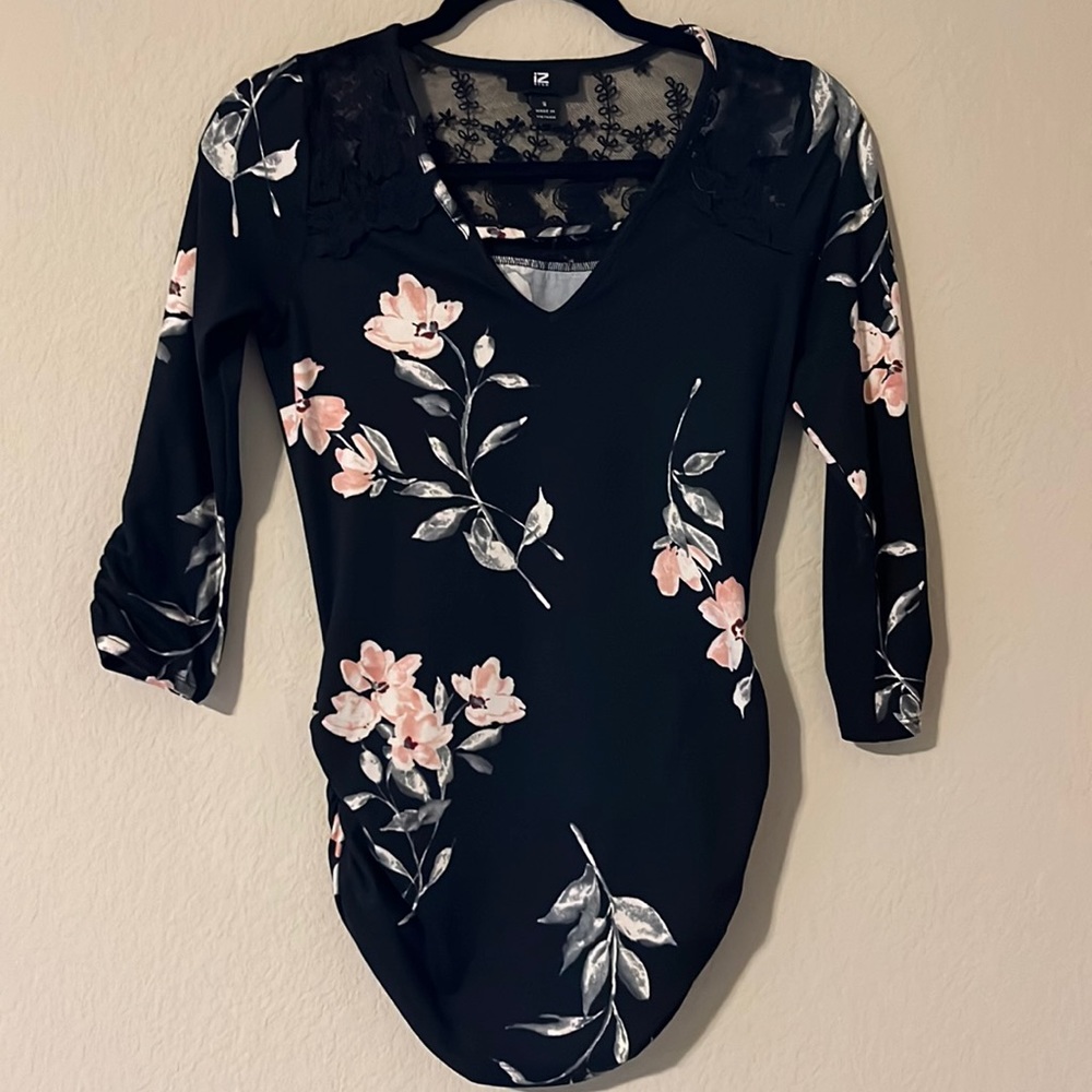 Black floral blouse